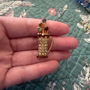 Vintage Chic Gold and Multicolor Golf Bag Brooch